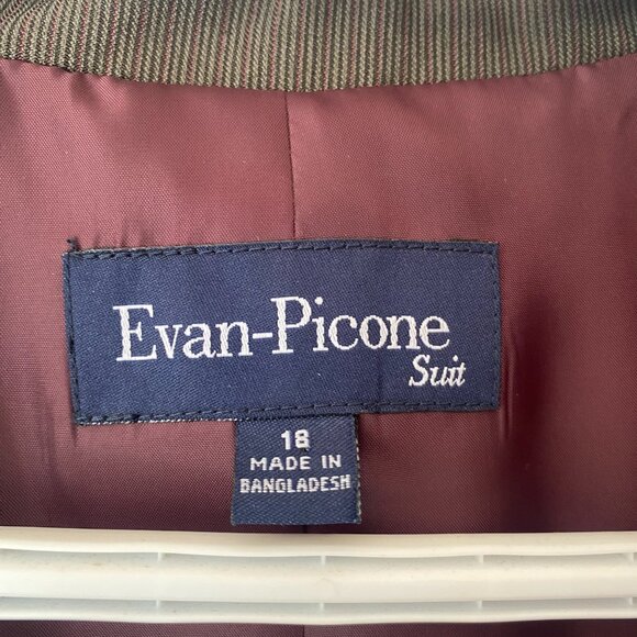 NWT EVAN-PICONE Woman Pant Suit 18 Blazer Striped Grey Brown Drk Rose 42" chest - Picture 2 of 13